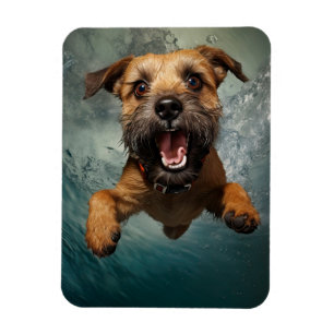 Playful Dog Swimming Underwater Design Magnet