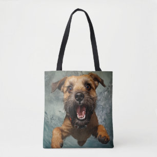 Playful Dog Swimming Underwater Design Tote Bag