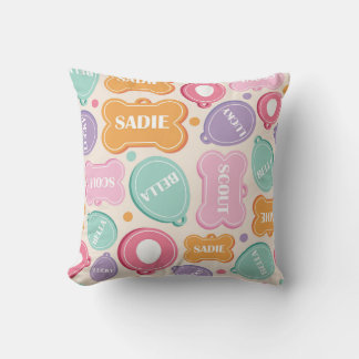 Playful Dog Tags Pattern Cushion