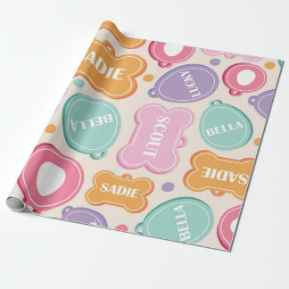 Playful Dog Tags Pattern Wrapping Paper
