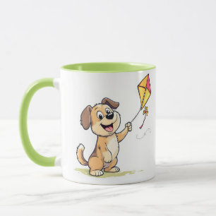 Playful Dog with Kite Mug - Fun Gift for Animal 