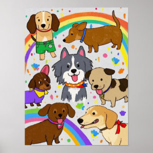 Playful Dogs Puppies  Poster