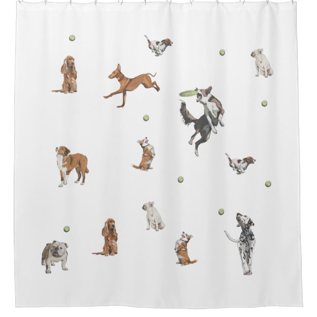 Playful Dogs Shower Curtain (Front)