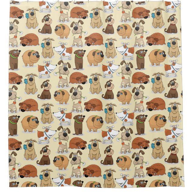 Playful Dogs Shower Curtain (Front)
