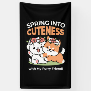 Playful Dogs with Flower Crowns – Fun Spring Theme Banner