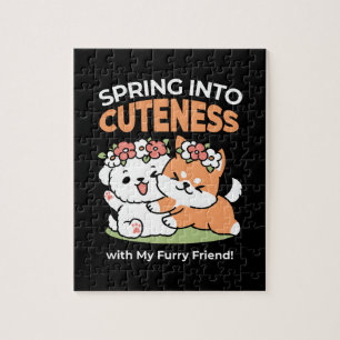 Playful Dogs with Flower Crowns – Fun Spring Theme Jigsaw Puzzle