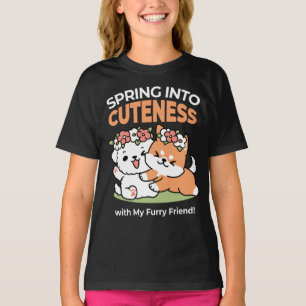 Playful Dogs with Flower Crowns – Fun Spring Theme T-Shirt