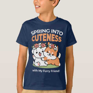 Playful Dogs with Flower Crowns – Fun Spring Theme T-Shirt