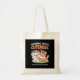 Playful Dogs with Flower Crowns – Fun Spring Theme Tote Bag
