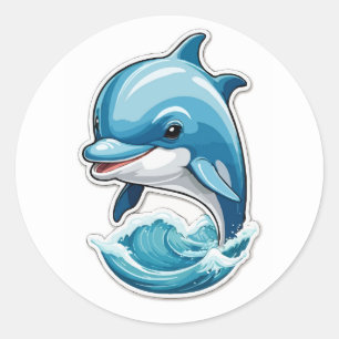 Playful Dolphin Leap Sticker Design - Oceanic Wild