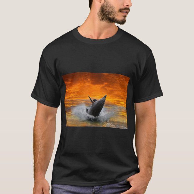 Playful Dolphin Mammal Art Tee (Front)