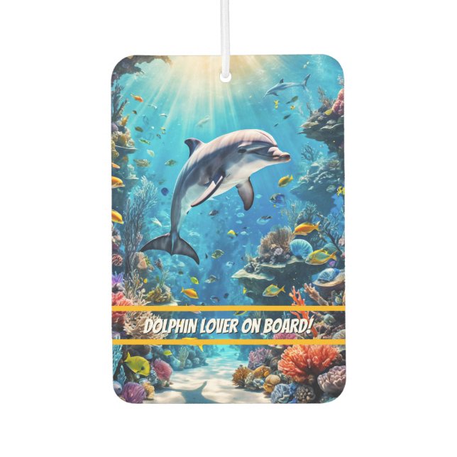 Playful Dolphin with Custom Text Car Air Freshener (Front)