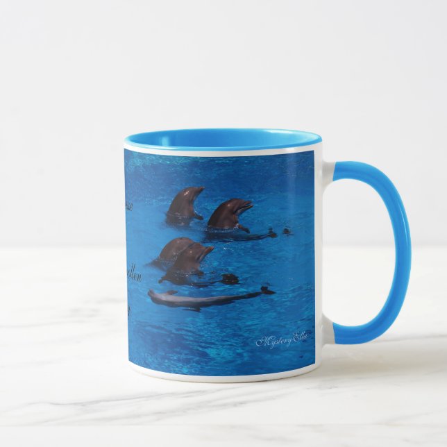 "playful dolphins" by mysteryella mug (Right)