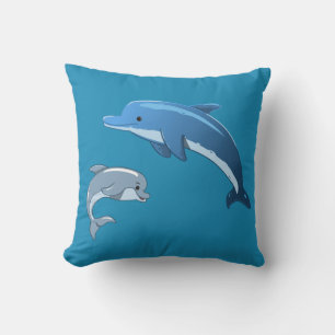 Playful Dolphins Design Throw Pillow