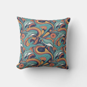 Playful Dolphins Pattern – Ocean-Inspired Design Cushion