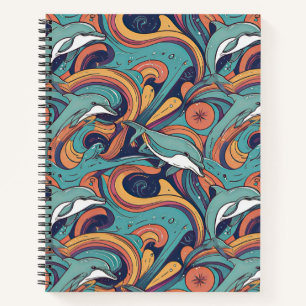 Playful Dolphins Pattern – Ocean-Inspired Design Notebook