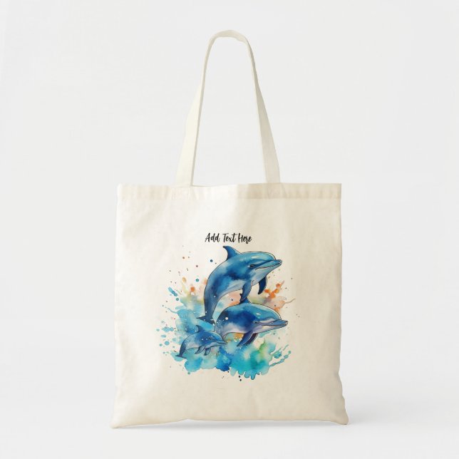 Playful Dolphins Personalised  Tote Bag (Front)
