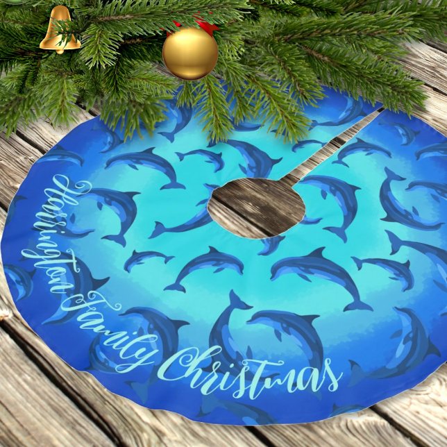 Playful Dolphins Personalised Tropical Tree Skirt (Creator Uploaded)