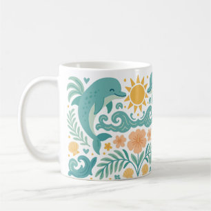 Playful Dolphins Tropical Ocean Coffee Mug