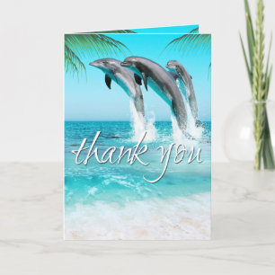 PLAYFUL DOLPHINS TROPICAL OCEAN Thank You Card
