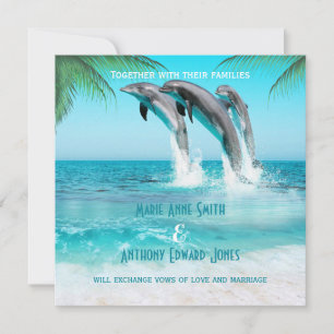 PLAYFUL DOLPHINS TROPICAL OCEAN Wedding Invitation