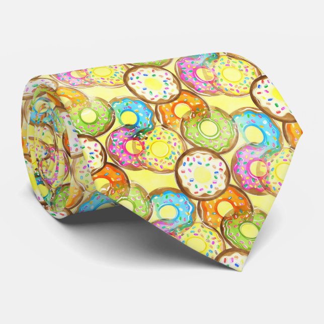 Playful Donut Pattern Neck Tie (Rolled)
