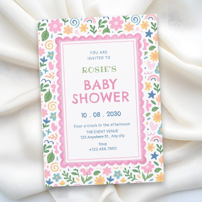 Playful doodle baby shower invitation (Creator Uploaded)