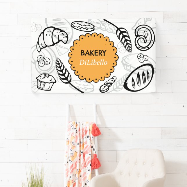 Playful Doodle Bread Illustrations Bakery  Banner (Insitu)