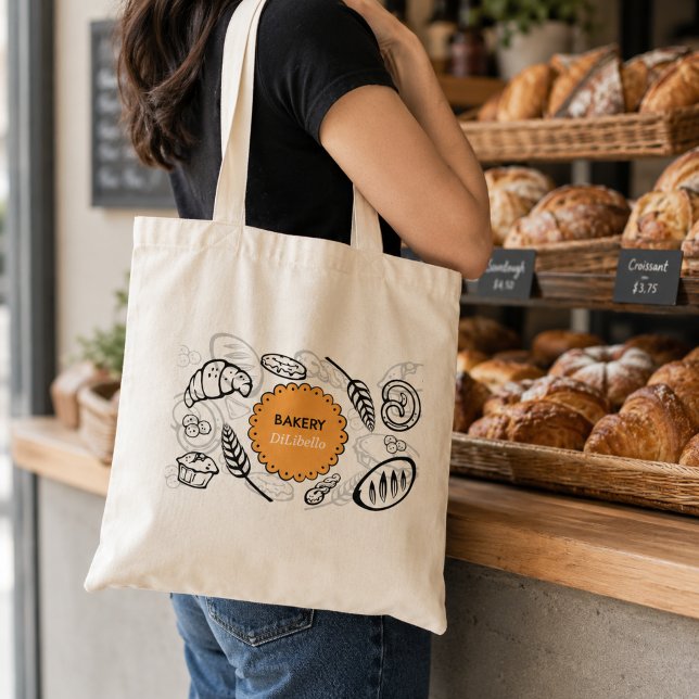 Playful Doodle Bread Illustrations Bakery  Tote Bag (Playful Doodle Bread Illustrations Bakery Tote Bag)
