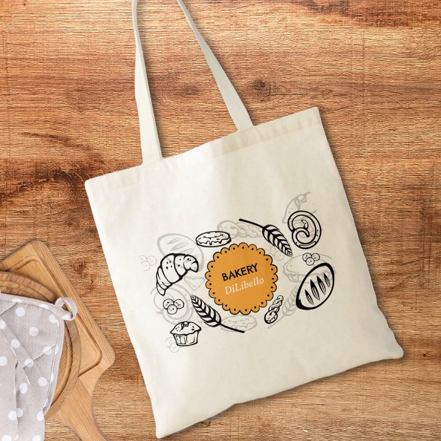 Playful Doodle Bread Illustrations Bakery  Tote Bag (Playful Doodle Bread Illustrations Bakery Tote Bag)