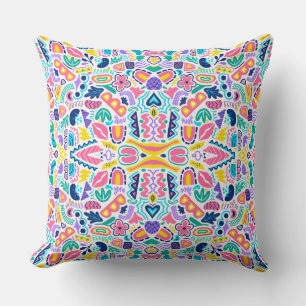 Playful Doodle Colourful Abstract Pattern Design Cushion