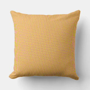 Playful dots pink red on yellow cushion