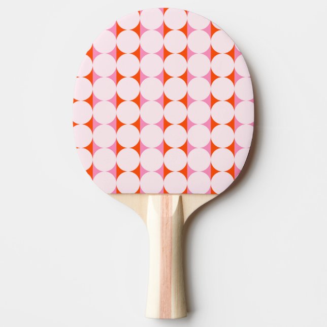 Playful Dots & Stripes - red and pink Ping Pong Paddle (Front)