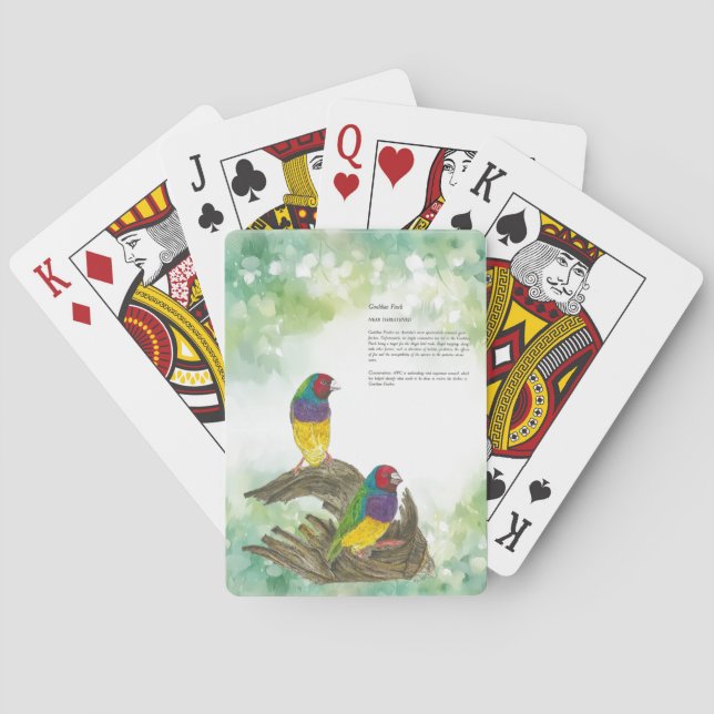 Playful Dramatic Watercolour Gouldian Finch Playing Cards (Back)