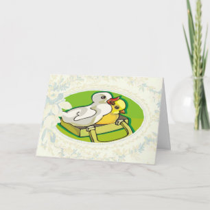Playful Duck And Chick Easter Card