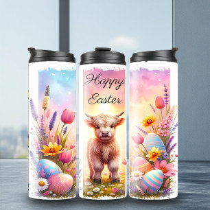 Playful Easter Brushstroke Cow Tumbler