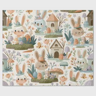 Playful Easter Bunny Pattern Wrapping Paper