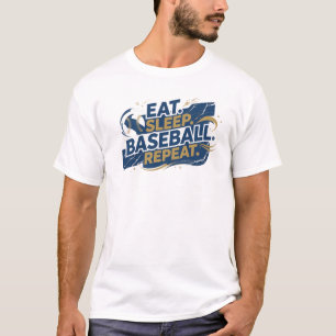 Playful EAT SLEEP BASEBALL 2D Designer Graphic T-Shirt