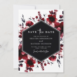 Playful Elegant Crimson Red Wedding Save The Date
