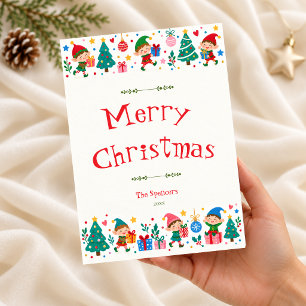 Playful Elf Merry Christmas Holiday Card