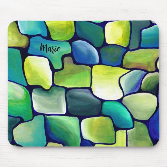 Playful Emerald Contemporary Green Pattern Mouse Mat (Front)