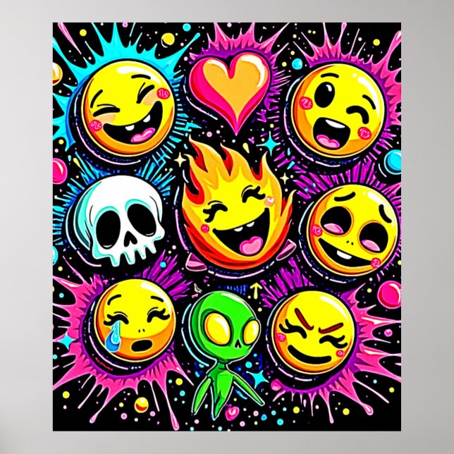 Playful Emoji Explosion Poster (Front)