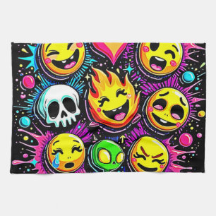 Playful Emoji Explosion Tea Towel