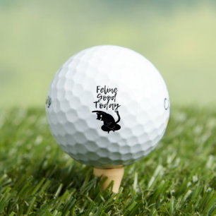 Playful Energy 'Feline Good Today' Black Cat Lover Golf Balls