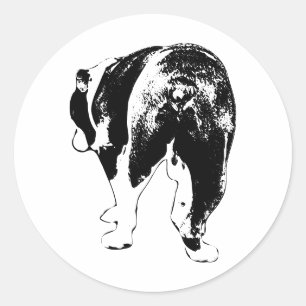 Playful Exit Pose, Bulldog Sketch Classic Round Sticker