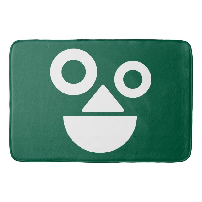 Playful face minimal funny hunter green bath mat (Front)
