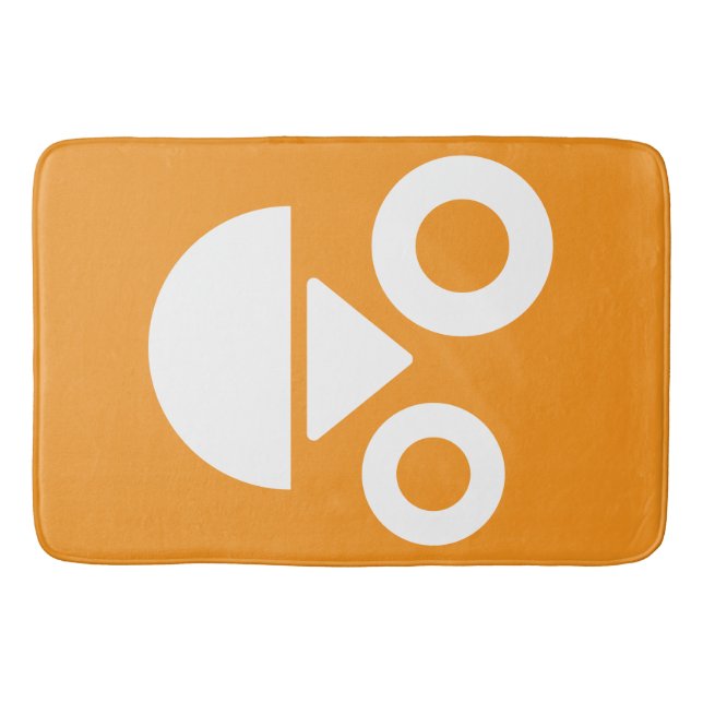 Playful face minimal funny orange bath mat (Front)