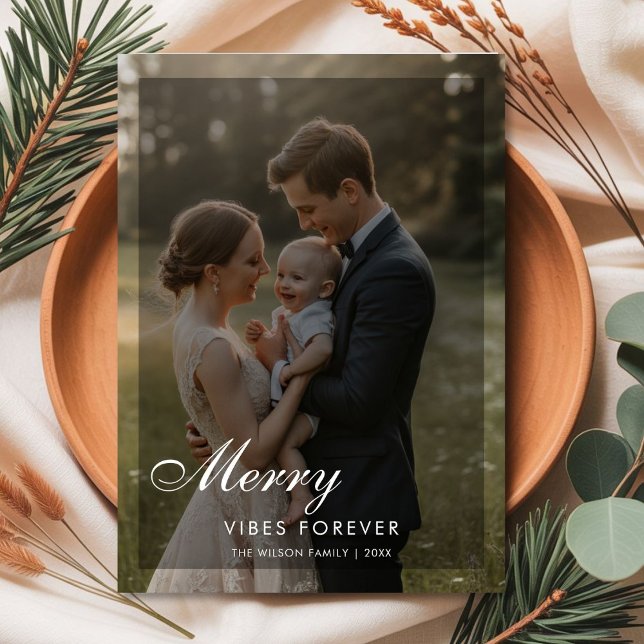 Playful Family Christmas Card, Merry Vibes Forever Holiday Card (Creator Uploaded)