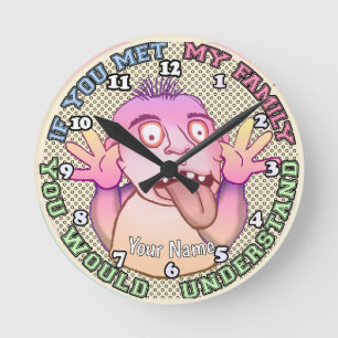 Playful family face round clock