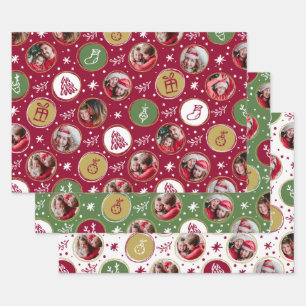 Playful Family Photo Collage Christmas Wrapping Paper Sheet